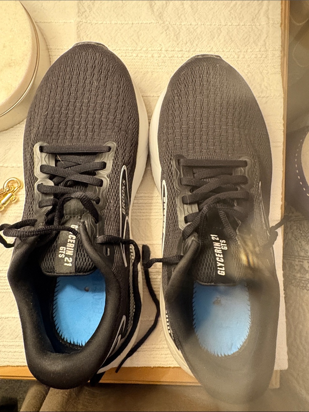 Brooks Women's Black Athletic Running Shoes with Blue Insoles
